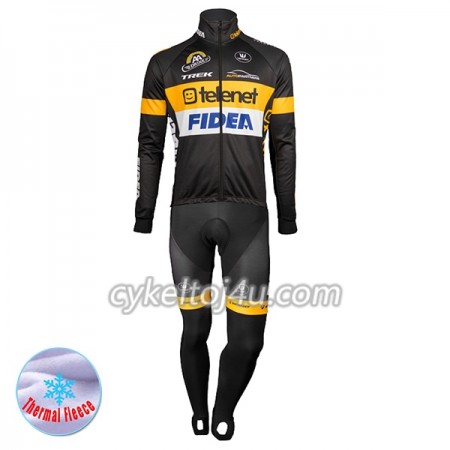 Cykeltrøje Langærmet + Bib Cykelbukser 2017 Telenet Fidea Lions N001 Vinter Thermal Fleece